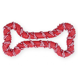 Pasja kost na vrvici – rdeča, 20 cm