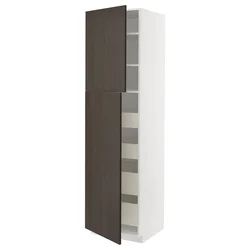METOD / MAXIMERA Vis.el. s 2 vrata/4 fioke, bela/Sinarp smeđa, 60x60x220 cm