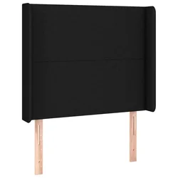 Vidaxl Vzglavje z ušesi črno 103x16x118/128 cm blago