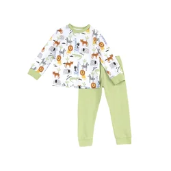 Chicco Pižama svetlo modra/rjava/svetlo zelena/off-bela