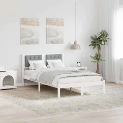 Krevetna konstrukcija s uzglavljem Svijetlo siva 135 x 190 cm