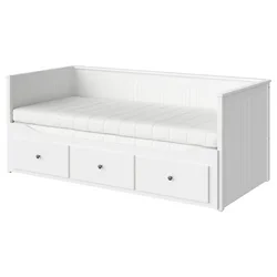HEMNES Dnevna postelja+3 pr/2 post vložka, bela/Afjäll srednje čvrst, 80x200 cm