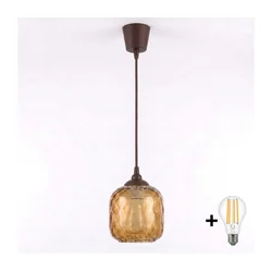 Brilagi - LED luster na sajli R GLASS 1xE27/60W/230V prečnik 14 cm braon/dimljeno braon