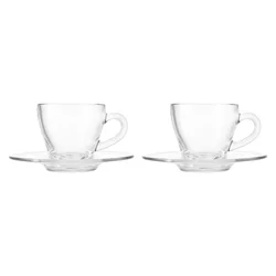 Set of 2 cappuccino cups with saucers, glass, 180 ml, Ischia - Borgono