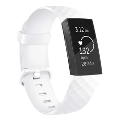 BStrap Fitbit Charge 3 Silicone Diamond (Large) pašček, White