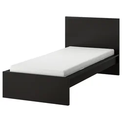 MALM Posteljni okvir+posteljni vložek, črno rjava/Abygda čvrst, 90x200 cm