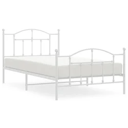 Vidaxl Kovinski posteljni okvir z vzglavjem in vznožjem bel 100x200 cm