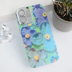 Maska Painting Flower za iPhone 16 plava