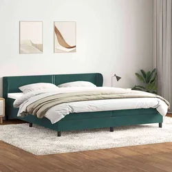 Krevet s oprugama s madracima tamno zeleni 180x220 cm baršun