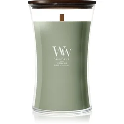 Woodwick Verdant Fig dišeča sveča z lesenim stenjem 610 g