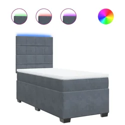 Vidaxl Box spring postelja z vzmetnico temno siv 90x190 cm žamet