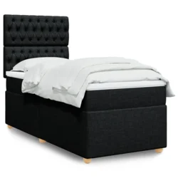 Box spring postelja z vzmetnico črna 100x200 cm blago