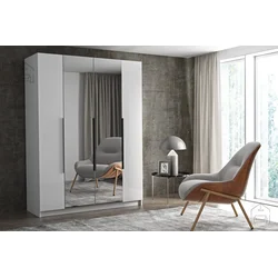 Garderobna omara z ogledalom Paris 180 cm - bela