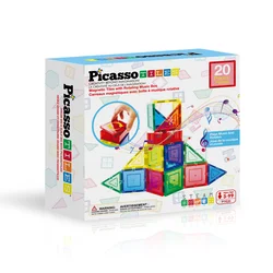 PicassoTiles set magnetnih ploščic z glasbeno ploščico, 20 kosov