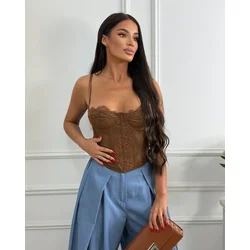 Squareonline Ženski korset Cocoa Lace Elegance, Braon