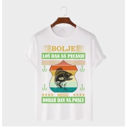 MAFIMI Muška majica Bolje loš dan na pecanju 2, Bela