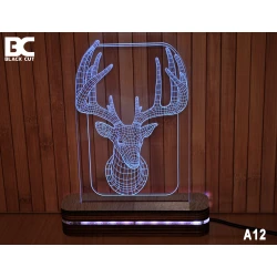 Black Cut 3D Lampa Jelen, Toplo bela