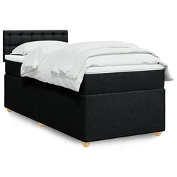 vidaXL Box spring postelja z vzmetnico črna 90x200 cm blago