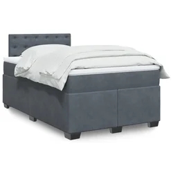 vidaXL Box spring postelja z vzmetnico temno siv 120x190 cm žamet