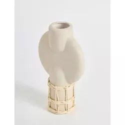 Aberto Design Vaza Cylinder Terracota, 8x28x17 cm, Krem