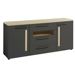 KOMODA 180/81/44 cm grafitno siva, boja hrasta