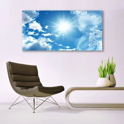 tulup.si Slika na steklu Blue sky sun oblaki 140x70 cm 2 obešalnika