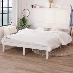 vidaXL Posteljni okvir bel iz trdne borovine 160x200 cm