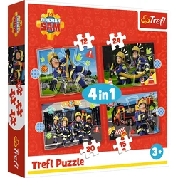 TREFL Puzzle Gasilec Sam: Dogodivščine gasilca Sama 4v1 (12,15,20,24 kosov)