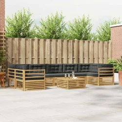 Set vanjskih sofa 8 kom. Bijela i antracit Čvrsto drvo akacije