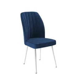 Hanah Home set trpezarijskih stolica Platinum 2 kom, teget tkanina Jerry, bele metalne noge