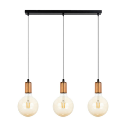 Luster na sajli MIROS 3xE27/60W/230V crna/bakrena
