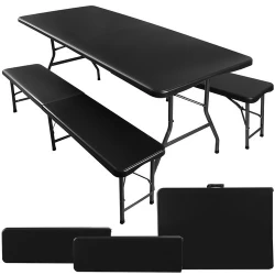 Gardlov Sklopivi Plastični Sto sa Klupama Crni 180cm