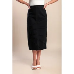 Plus size midi bombažno krilo, črno