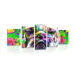 5-delna slika pop-art buldog - 150x75