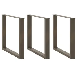 Noge za blagovaonski stol U-oblik 3 kom Prirodni čelik 90 x (72-73) cm Čelik