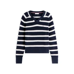 TOMMY HILFIGER Pulover nočno modra/bela