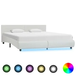 Vidaxl Posteljni okvir LED belo umetno usnje 180x200 cm