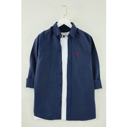 Trendyol Navy Blue Regular Fit Embroidered Detail Smart Shirt