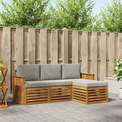 Set vanjskih sofa 4 kom. Prirodna i svijetlo siva