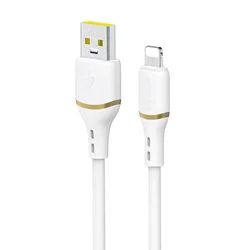 DUDAO Kabel USB-A – iPhone Lightning v silikonski opletki, 30 W, 1 m – bel