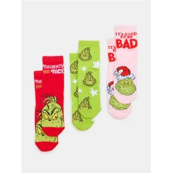 Sinsay - Duge čarape sa pamukom, pakovanje od 3 komada Grinch - šareno