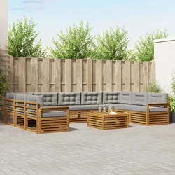 Set vanjskih sofa s jastukom 10 pcs Prirodna i svijetlo siva