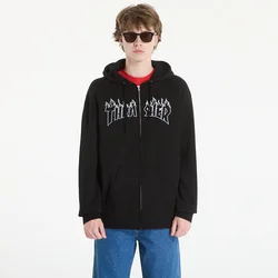 Mikina Thrasher Flame Embroidered Zip Hoodie Black M