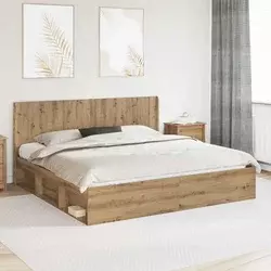 VIDAXL vzglavje za posteljo, les, 206,5 × 7 × 100cm, artisan hrast, 889554