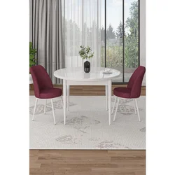 Hanah Home trpezarijski set Tor, sto i 2 stolice, bela ploča, bordo tkanina Babyface