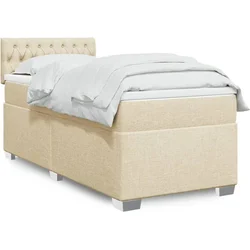 VIDAXL Box spring postelja z vzmetnico krem 80x200 cm blago