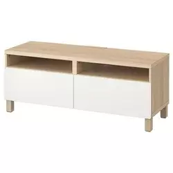BESTA TV stalaža s fiokama, belo b. im. hrastovine/Lappviken bela, 120x42x48 cm