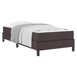 Vidaxl Postelja z vzmetnico z vzmetnico Temno rjava 90 x 190 cm blago