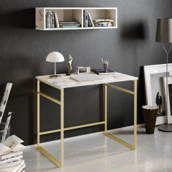 Hanah home Radni sto 90x75x60cm Belo-Zlatni