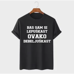MAFIMI Muška majica Bas sam si lepuškast ovako debeljuškast, Crna